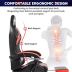 Hoffree Comfort Massage Racing Gaming Chair Ergonomic Office PC Chair with Footrest & RGB Light