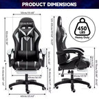Hoffree Comfort Massage Racing Gaming Chair Ergonomic Office PC Chair with Footrest & RGB Light