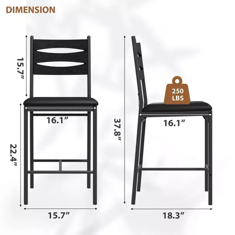 Bar Stools Set of 2/4, Faux Leather Bar Chair with Back, Thick Cushion, Upholstered Counter Height Bar Stools with Footrest for Kitchen Island