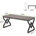 Lantine 62.99 Inch Executive Desk, Large Office Computer Desk with Extra Thick Wooden Tabletop and Metal Frame