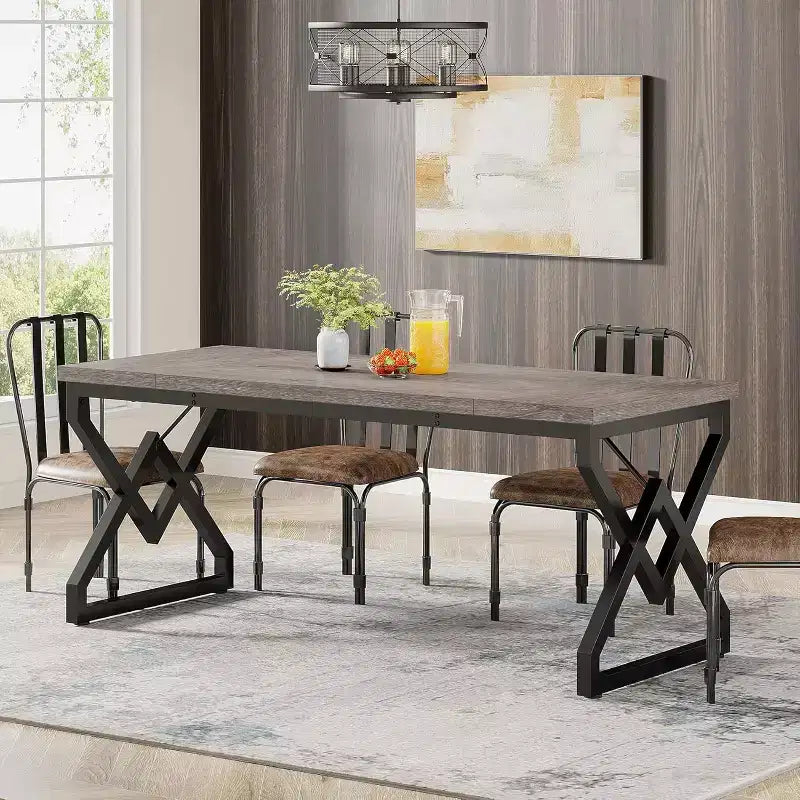 Lantine 62.99 Inch Executive Desk, Large Office Computer Desk with Extra Thick Wooden Tabletop and Metal Frame