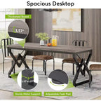 Lantine 62.99 Inch Executive Desk, Large Office Computer Desk with Extra Thick Wooden Tabletop and Metal Frame