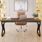 Lantine 62.99 Inch Executive Desk, Large Office Computer Desk with Extra Thick Wooden Tabletop and Metal Frame