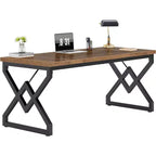 Lantine 62.99 Inch Executive Desk, Large Office Computer Desk with Extra Thick Wooden Tabletop and Metal Frame
