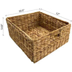eHemco 3 Tier X-Side End Table Side Table Storage Cabinet with 3 Natural Water Hyacinth Wicker Baskets