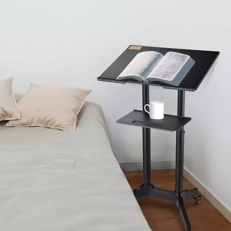 Yescom Portable Rolling Podium Mobile Standing Laptop Desk Presentation Lectern Office