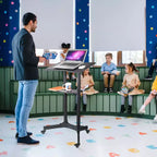 Yescom Portable Rolling Podium Mobile Standing Laptop Desk Presentation Lectern Office