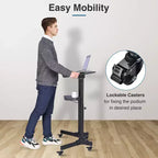 Yescom Portable Rolling Podium Mobile Standing Laptop Desk Presentation Lectern Office