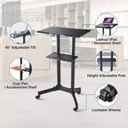 Yescom Portable Rolling Podium Mobile Standing Laptop Desk Presentation Lectern Office