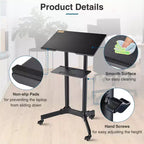 Yescom Portable Rolling Podium Mobile Standing Laptop Desk Presentation Lectern Office