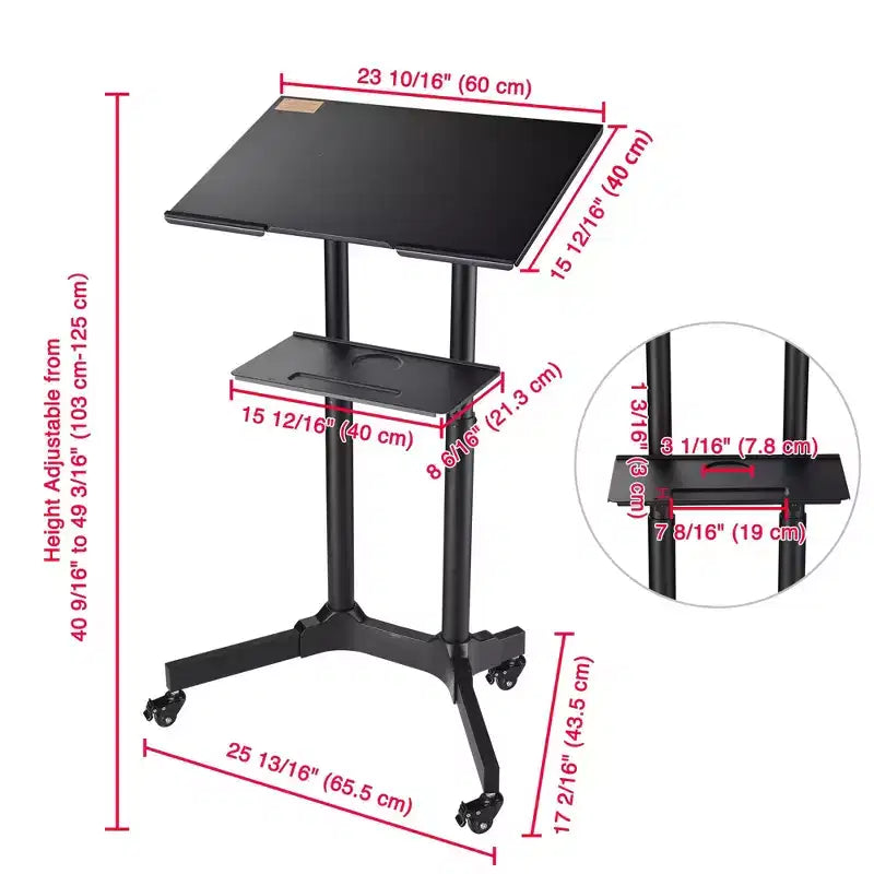 Yescom Portable Rolling Podium Mobile Standing Laptop Desk Presentation Lectern Office
