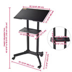 Yescom Portable Rolling Podium Mobile Standing Laptop Desk Presentation Lectern Office