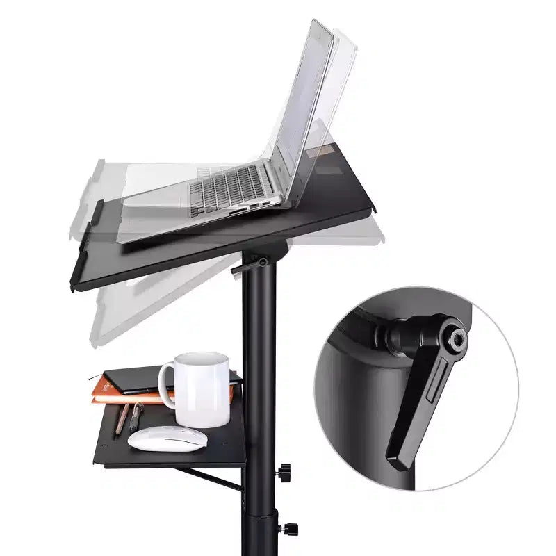 Yescom Portable Rolling Podium Mobile Standing Laptop Desk Presentation Lectern Office