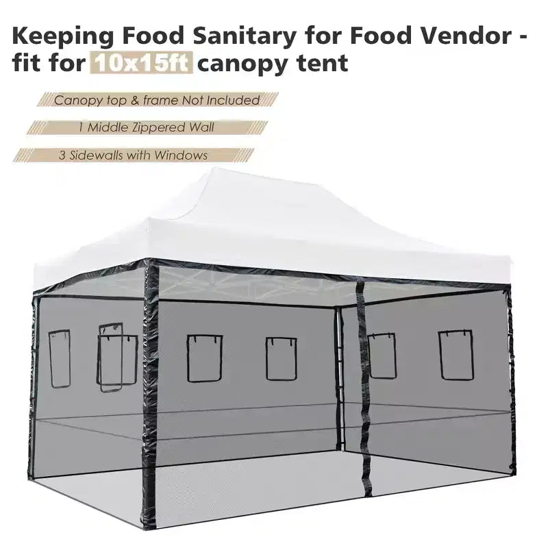 Instahibit 4 Mesh Sidewalls for 15x10 Ft Pop Up Canopy Tent with Windows Food Vendor Fair