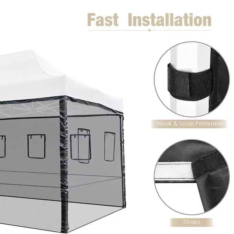 Instahibit 4 Mesh Sidewalls for 15x10 Ft Pop Up Canopy Tent with Windows Food Vendor Fair