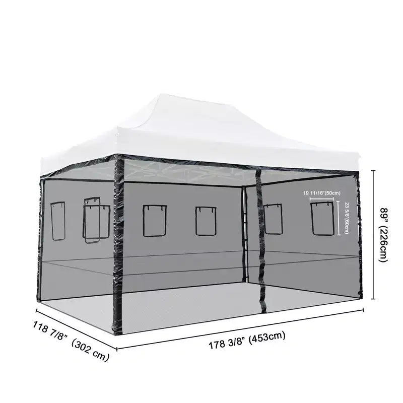 Instahibit 4 Mesh Sidewalls for 15x10 Ft Pop Up Canopy Tent with Windows Food Vendor Fair