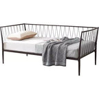 Kings Brand Furniture Modern Twin Size Metal Daybed Frame with Mattress Support, Day Bed for Living Room, Bedroom, Guest Room, Bronze