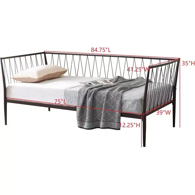 Kings Brand Furniture Modern Twin Size Metal Daybed Frame with Mattress Support, Day Bed for Living Room, Bedroom, Guest Room, Bronze