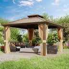 EROMMY Aluminum Patio Gazebo, Hardtop Gazebo With Galvanized Steel Roof And Aluminum Frame