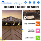 EROMMY Aluminum Patio Gazebo, Hardtop Gazebo With Galvanized Steel Roof And Aluminum Frame