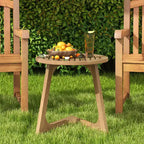 Costway 1/2 PCS Teak Wood Side Table Round Sofa End Table with Slatted Tabletop Nightstand
