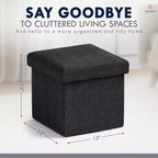 Ornavo Home Collapsible Square Small Storage Ottoman - 12 Inch