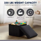 Ornavo Home Collapsible Square Small Storage Ottoman - 12 Inch