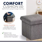 Ornavo Home Collapsible Square Small Storage Ottoman - 12 Inch