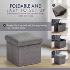 Ornavo Home Collapsible Square Small Storage Ottoman - 12 Inch