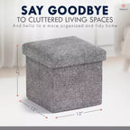 Ornavo Home Collapsible Square Small Storage Ottoman - 12 Inch
