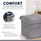 Ornavo Home Collapsible Square Small Storage Ottoman - 12 Inch