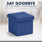 Ornavo Home Collapsible Square Small Storage Ottoman - 12 Inch
