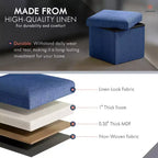 Ornavo Home Collapsible Square Small Storage Ottoman - 12 Inch