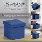 Ornavo Home Collapsible Square Small Storage Ottoman - 12 Inch