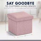 Ornavo Home Collapsible Square Small Storage Ottoman - 12 Inch