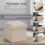 Ornavo Home Collapsible Square Small Storage Ottoman - 12 Inch