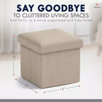 Ornavo Home Collapsible Square Small Storage Ottoman - 12 Inch