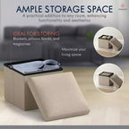 Ornavo Home Collapsible Square Small Storage Ottoman - 12 Inch