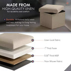 Ornavo Home Collapsible Square Small Storage Ottoman - 12 Inch