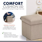 Ornavo Home Collapsible Square Small Storage Ottoman - 12 Inch