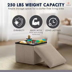 Ornavo Home Collapsible Square Small Storage Ottoman - 12 Inch