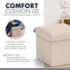 Ornavo Home Collapsible Square Small Storage Ottoman - 12 Inch