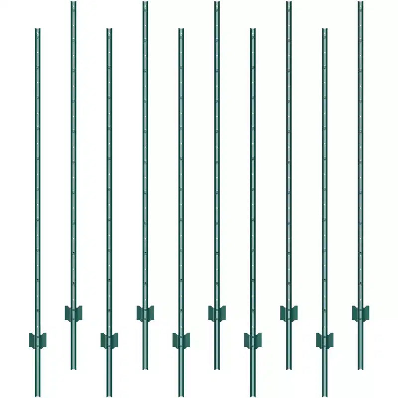 VEVOR 6 Feet Fence Post, 10 Pack T-Post Heavy Duty Metal Fence Posts, Sturdy Steel Fence Stakes for Garden Yard,Lawn,Farms and Outdoor Wire Fencing