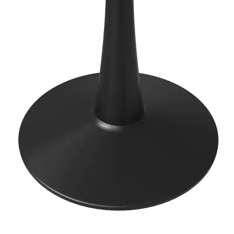 LeisureMod Bristol 40 Round Dining Table  Sintered Stone Top Accent Caf Table & Sturdy Steel Black Pedestal Base for Kitchen and Small Spaces