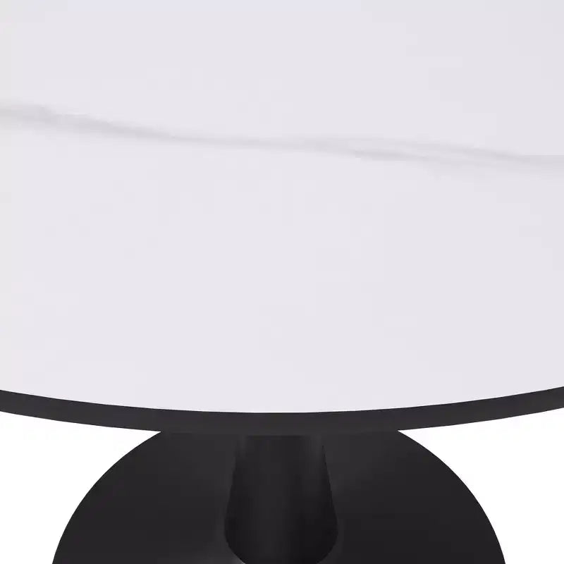 LeisureMod Bristol 40 Round Dining Table  Sintered Stone Top Accent Caf Table & Sturdy Steel Black Pedestal Base for Kitchen and Small Spaces