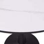 LeisureMod Bristol 40 Round Dining Table  Sintered Stone Top Accent Caf Table & Sturdy Steel Black Pedestal Base for Kitchen and Small Spaces