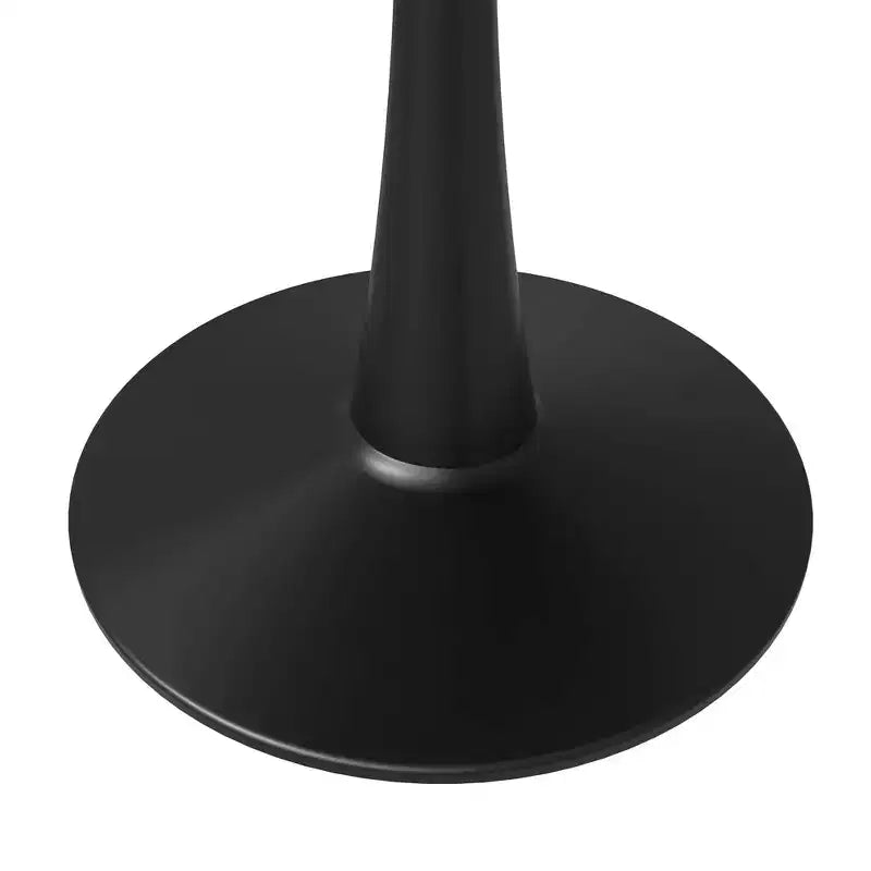 LeisureMod Bristol 40 Round Dining Table  Sintered Stone Top Accent Caf Table & Sturdy Steel Black Pedestal Base for Kitchen and Small Spaces