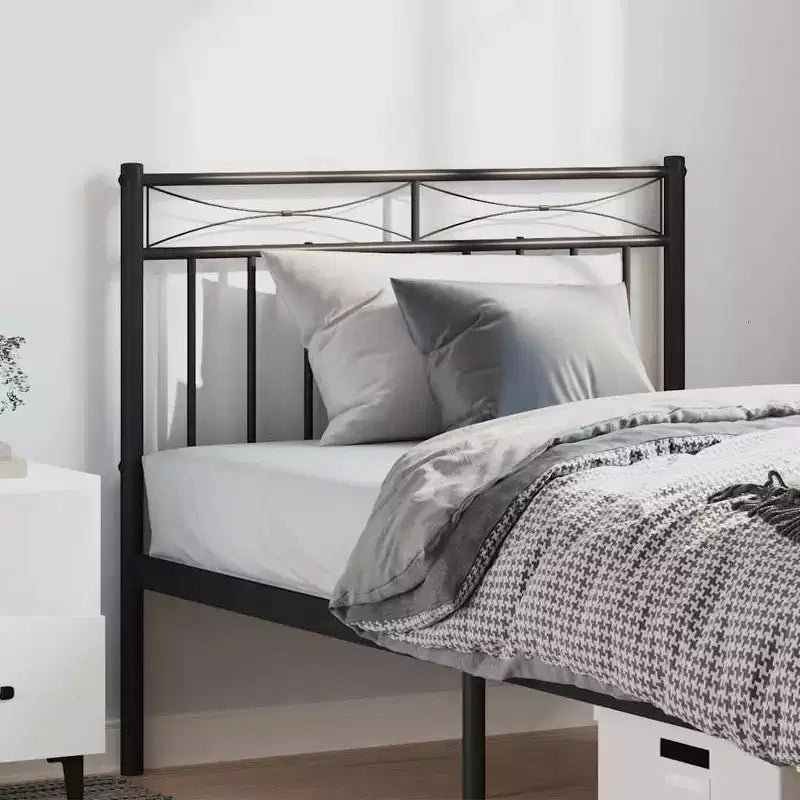 vidaXL Metal Headboard, Steel Headboard for Bed, Black, Twin