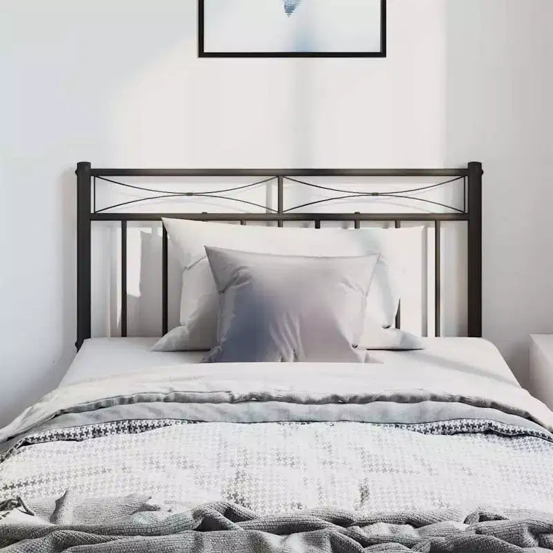 vidaXL Metal Headboard, Steel Headboard for Bed, Black, Twin