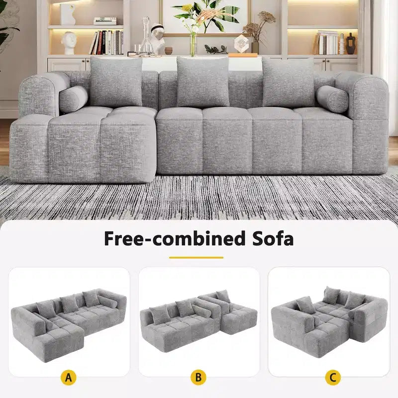 Whisen 101.2 Sectional Sofa Full-Compressed Sofa Modular Sofa Couch Free-combined Sofa